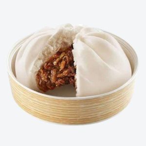 Chowking Chunky Asado Siopao served in a wooden bowl