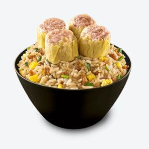 Chowking Siomai Chao Fan in black bowl