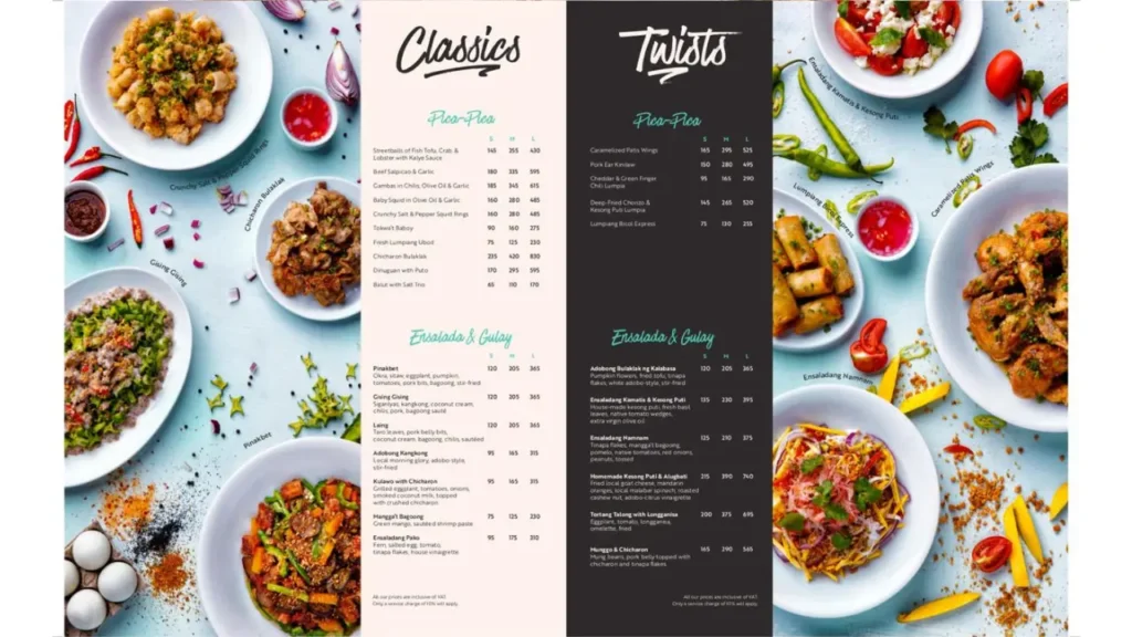 Signature Twists manam menu