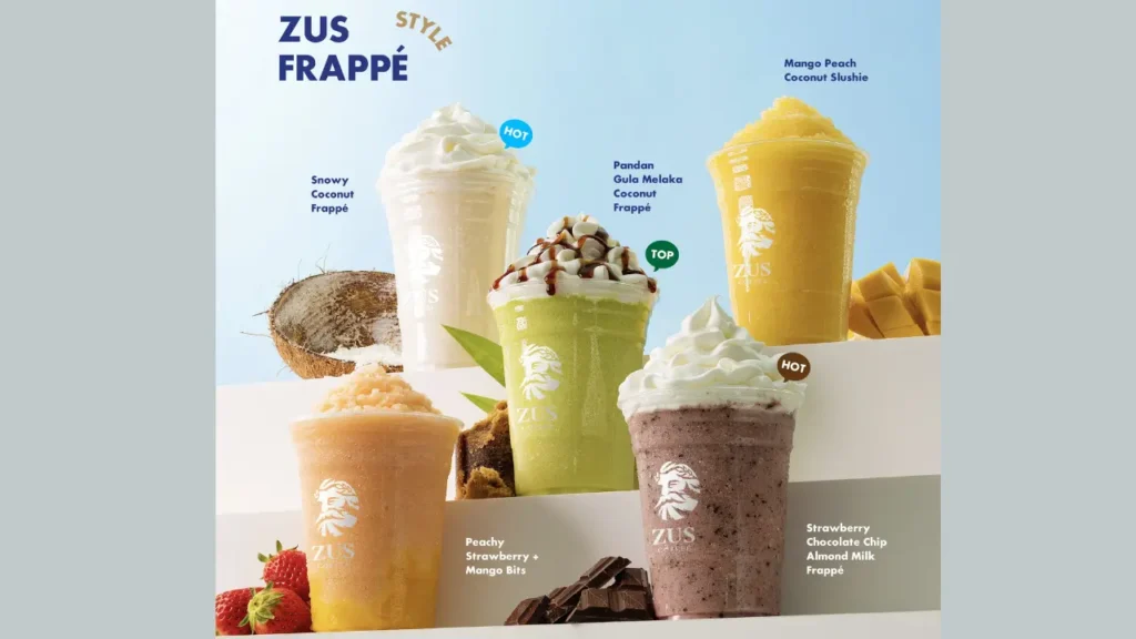 Frappes Zus coffee menu